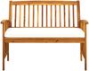 vidaXL Gartenbank mit Kissen, Massivholz Akazie braun / creme, 119 x 64 x 90 cm Bild 2