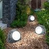 5er Set LED Solarleuchte, Stein, Kugel, weiß, grau Bild 2