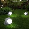 5er Set LED Solarleuchte, Stein, Kugel, weiß, grau Bild 5