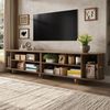 Merax Lowboard im Retro-Design, TV Möbel mit vertikal geriffelten Türen (1 St), TV Schrank mit Schiebetüren, Kugelfüßen & Stauraum, 180×35×45cm Bild 2