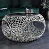 Design Couchtisch RIXOS 75cm Metall silber Handarbeit Stauraum Bild 1