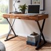 Schreibtisch 120x55x78cm Sheesham Massivholz Metall Schwarz mit Schublade HomeOffice Bild 4