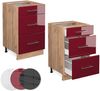 Küchenunterschrank Fame-Line Bordeaux Hochglanz 50 cm ohne Arbeitsplatte Vicco Bild 5