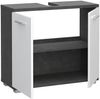Waschbeckenunterschrank >CHAMP< 2 Türen, Betonoptik Dunkelgrau / Weiss Glanz - 69,9x62x28,9cm (B/H/T) Bild 2