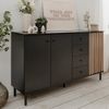 Finori Monza 51C Sideboard, schwarz / Dekor Artisan Oak | Sideboard für Wohnzimmer | Maß: B x H x T ca. 160 x 90 x 40 cm | Sideboard mit 3 Türen und 4 Schubkästen Bild 2