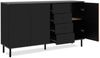 Finori Monza 51C Sideboard, schwarz / Dekor Artisan Oak | Sideboard für Wohnzimmer | Maß: B x H x T ca. 160 x 90 x 40 cm | Sideboard mit 3 Türen und 4 Schubkästen Bild 5