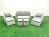Fimous Polyrattan Gartensofa Set Couchtisch 4 Hockern Hellgrau gemischt 9-Sitzer Bild 2