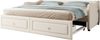 Tagesbett 90x200 cm mit ausziehbarem Rollbett & 2 Schubladen – Schlafsofa aus Leinen und MDF in Beige Bild 5