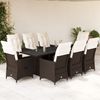 vidaXL 9-tlg. Garten-Essgruppe mit Kissen Braun Poly Rattan 3276777 Bild 1