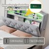 Kinderbett 90x200 cm mit LED-Licht, USB-Type-C-Anschluss & Stauraum – Samt Polsterbett mit Gasdrucksystem,Grau,inklusive Schaummatratze Bild 5