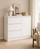 Yorbay Sideboard Weiß Kommode 80.5cm Beistellschrank mit 1 Türen und 3 Schubladen, 1 versteckten kleinen Schublade Maße:80.5x35x79cm Bild 2