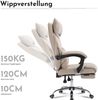 Ergonomischer Chefsessel beige, höhenverstellbar, Lendenstütze, bis 150 kg Bild 2
