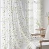 BTTO V&G Gardine Voile Gardine Blättern Stickerei Vorhang 2 Stück, Transparent Volants, Leinen Vorhang Gaze Wohndeko Bild 2