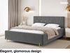 MEBLINI Polsterbett 200x200 ohne Lattenrost ohne Matratze – FABIO – Dunkelgrau Samt – Doppelbett ohne Bettkasten - Stauraumbett - Kopfteil Bett ohne Stauraum Bild 3