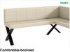MEBLINI Eckbank für Esszimmer mit ausziehbarem Tisch - Küchenbank - Essecke - Sitzecke Küche - PETER - X-Beine 128x168x87cm Rechts - Creme Kunstleder/M Weiß Hochgl. Bild 5