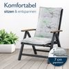 BURI 2x Auflagen Set Hochlehner für Gartenstühle 120x48x7cm Sesselauflagen Polster UV Lichtecht - Gartenstuhlauflagen Blumen Muster Stuhlkissen mit Dicker Schaumstoff Füllung (Grau) Bild 3