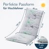 BURI 2x Auflagen Set Hochlehner für Gartenstühle 120x48x7cm Sesselauflagen Polster UV Lichtecht - Gartenstuhlauflagen Blumen Muster Stuhlkissen mit Dicker Schaumstoff Füllung (Grau) Bild 2