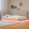 Schlafsofa 90x200 cm mit LED-Beleuchtung & USB-Anschluss,Stoffsofa in Beige, umwandelbares Bett mit robustem Lattenrost Bild 3