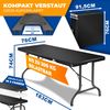 KESSER® Buffettisch Tisch klappbar Kunststoff 183x76 cm Campingtisch Partytisch Klapptisch Gartentisch für Garten, Terrasse und Balkon zusammenklappbar 8 Personen inkl. Tragegriff und Cover Schwarz, 183cm Bild 2