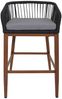 2er-Set Rope-Barhocker HWC-O22, Outdoor Sitzpolster Seilgeflecht Metall Holz-Optik ~ anthrazit, Kissen hellgrau Bild 5
