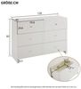 IDEASY Schubkastenkommode mit 6 Schubladen, Weiße Türkommode mit Schubladen (H82/B120/T40 cm, Griffe aus Metall, für Wohnzimmer und Schlafzimmer), Großer Stauraum, modernes und elegantes Sideboard, Schminktisch Bild 2