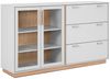 Calicosy Sideboard 3 Schubladen und 2 Glastüren Dekor Weiß und Holz B162,5 cm - SPLIT - Weiß Bild 5