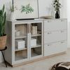 Calicosy Sideboard 3 Schubladen und 2 Glastüren Dekor Weiß und Holz B162,5 cm - SPLIT - Weiß Bild 3