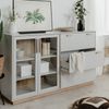 Calicosy Sideboard 3 Schubladen und 2 Glastüren Dekor Weiß und Holz B162,5 cm - SPLIT - Weiß Bild 4