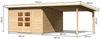 Gartenhaus Northeim 5 - 369x369 cm plus Anbaudach 3,30m, 38 mm Holz naturbelassen, Karibu Bild 2