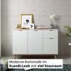 KHG Kommode 3-türig mit Schublade Scandi, Sideboard aus Holzwerkstoff weiß foliert für Wohnzimmer und Esszimmer, 120 x 86 x 40 cm (B/H/T) Bild 2