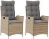 vidaXL Gartensessel Kissen 2Stk. Verstellbar Beigemischung Poly Rattan 365269 Bild 2