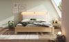 Doppelbett 160x200 cm mit LED-Kopfteil, Stauraum & inkl. Matratze, Eiche/Beige Bild 2