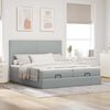 vidaXL Ottoman-Bett mit Matratzen & LEDs Hellgrau 180x200 cm Stoff 3314520 Bild 4