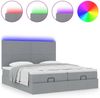 vidaXL Ottoman-Bett mit Matratzen & LEDs Hellgrau 180x200 cm Stoff 3314520 Bild 5