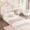 Hausbett 140x200cm für Kinder, Kinderbett in Hausform mit Lattenrost,modernes Montessori Bett,stabiles Holzhausbett, Weiß Bild 2