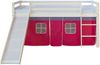 Kinderbett Hochbett Massiv Kiefer weiß pinker Vorhang, Rutsche Bild 5
