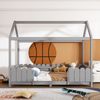 Hausbett mit Lattenrost, 90x200 cm, Kinderbett mit Rausfallschutz, Kiefer Bild 2