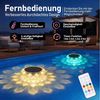 oyajia Pool-Lampe RGB Solar Poolbeleuchtung, Schwimmende Poolleuchte mit Fernbedienung, LED fest integriert, RGB, IP68 Wasserdichte Poolleuchten für Wanne, Schwimmbad, Teiche, Gärten Bild 4