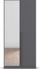 rauch Kleiderschrank Alba, Drehtürenschrank, Garderobenschrank, 2-türig, mit Spiegel, mit 1 Kleiderstange und 1 Einlegeboden, Farbe Grau metallic, Schwarz, Griffstange Grau metallic, Schwarz, 91x197x56cm Bild 2