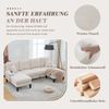 Großes U-förmiges 4-Sitzer Sofa aus weichem Leinenstoff, moderne Rückenlehne, mit zwei Chaise-Lounges, Beige Bild 5