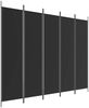 vidaXL 5-tlg. Paravent Schwarz 250x200 cm Stoff 350189 Bild 2