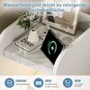 ADWOLT Nachttisch aus Holz Nachtschrank LED-Licht (2er Set, mit 2 Steckdosen sowie USB- und USB-C-Anschlüsse), Beistelltisch mit Schubladen,Metallgriff,Wellenmuster,Weiß Bild 4