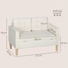 HOMCOM 2-Sitzer mit Stauraum, Knopfheftung 1 Teile, Kissen, 117 x 62 x 78 cm, Cremeweiß Bild 3