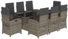vidaXL 9-tlg. Garten-Essgruppe mit Kissen Grau Poly Rattan 3212258 Bild 2