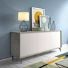 Dmora Kommode Aminda, Buffetschrank mit 3 Türen und 1 verstellbarem Regal, elegantes Wohnzimmer-Sideboard, TV-Schrank, 100 % Made in Italy, 184 x 45 x 77 cm, Weiß und Zement Bild 2
