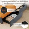 Doppelbettgestell inkl. LED-Leuchten gepolstertes Plattformbett mit Ladestation Grau 200 x 160 cm Bild 4