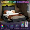 Doppelbettgestell inkl. LED-Leuchten gepolstertes Plattformbett mit Ladestation Grau 200 x 160 cm Bild 3