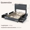 Doppelbettgestell inkl. LED-Leuchten gepolstertes Plattformbett mit Ladestation Grau 200 x 160 cm Bild 2