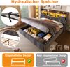 Polsterbett 180x200 cm mit Hydraulischem Stauraum & LED-Kopfteil, 4 Ladestation (USB/Type-C), Doppelbett Inkl. Lattenrost, Grauer Leinenstoff (Ohne Matratze) Bild 3