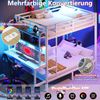 Etagenbett,Eisenrahmen Ablagefach Schreibtisch mit LED-Lichtleiste USB-Anschluss Sicherheitsgeländer Leiter ohne Matratze,Eisen,Weiß,140 x 200 cm Bild 2
